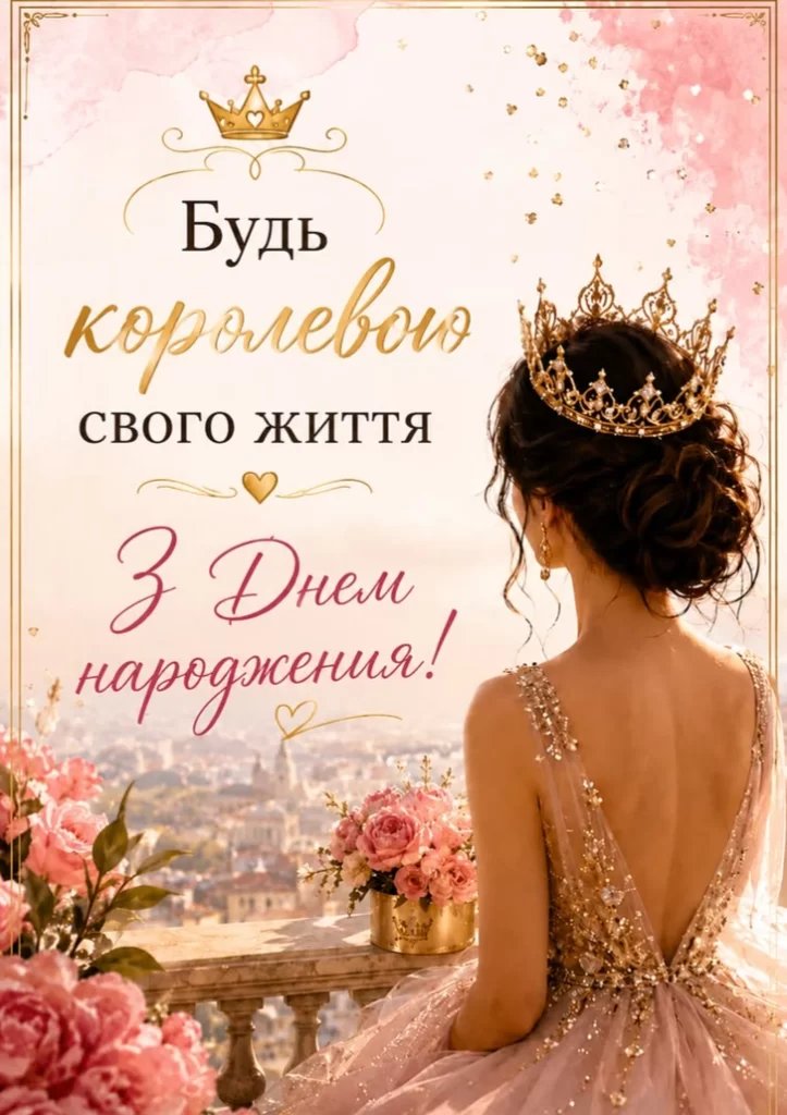 будь королевою свого життя листівка з днем народження