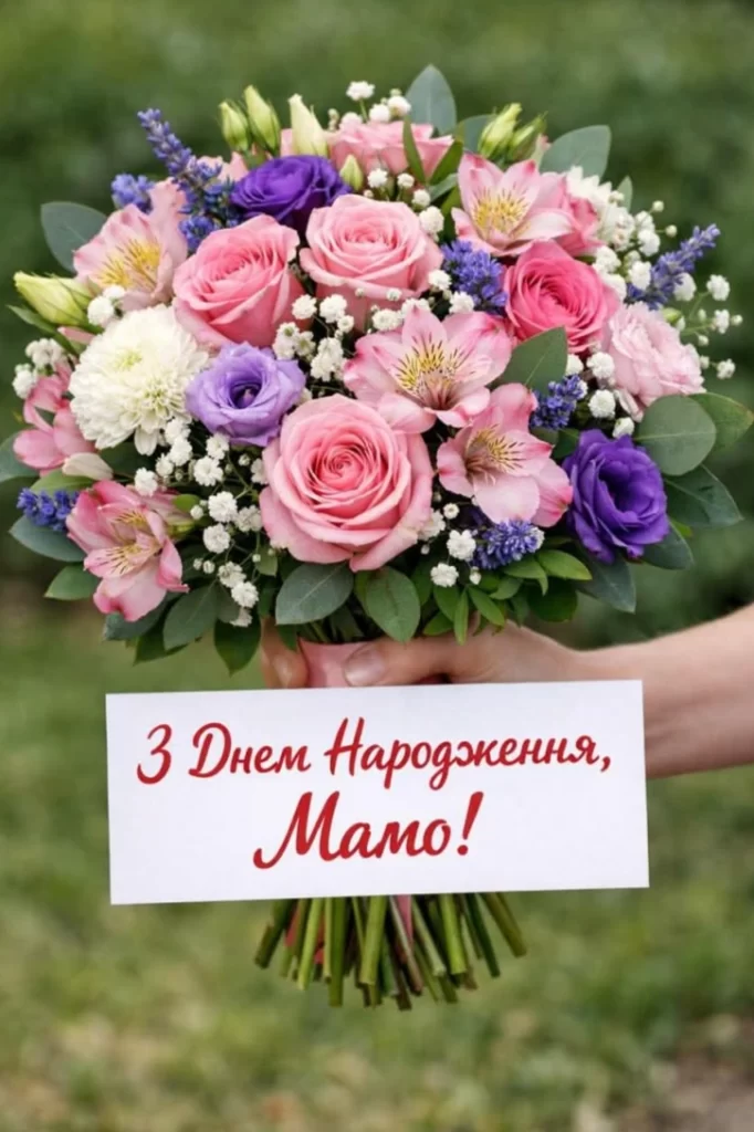 гарний букет для мами вітання з днем народження