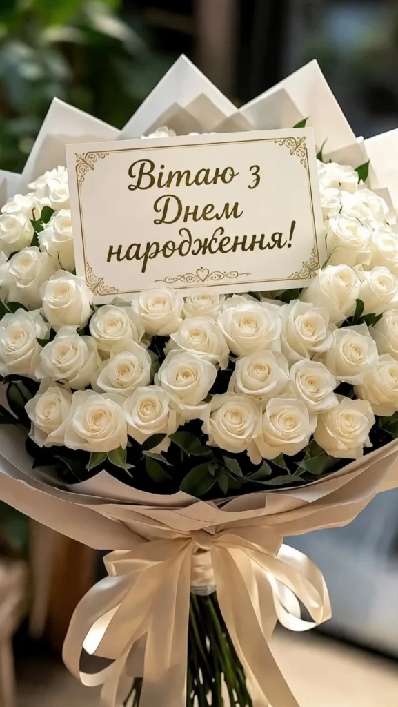 шикарний букет білих троянд листівка