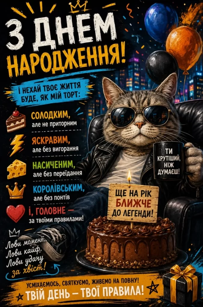 круте молодіжне привітання з днем народження